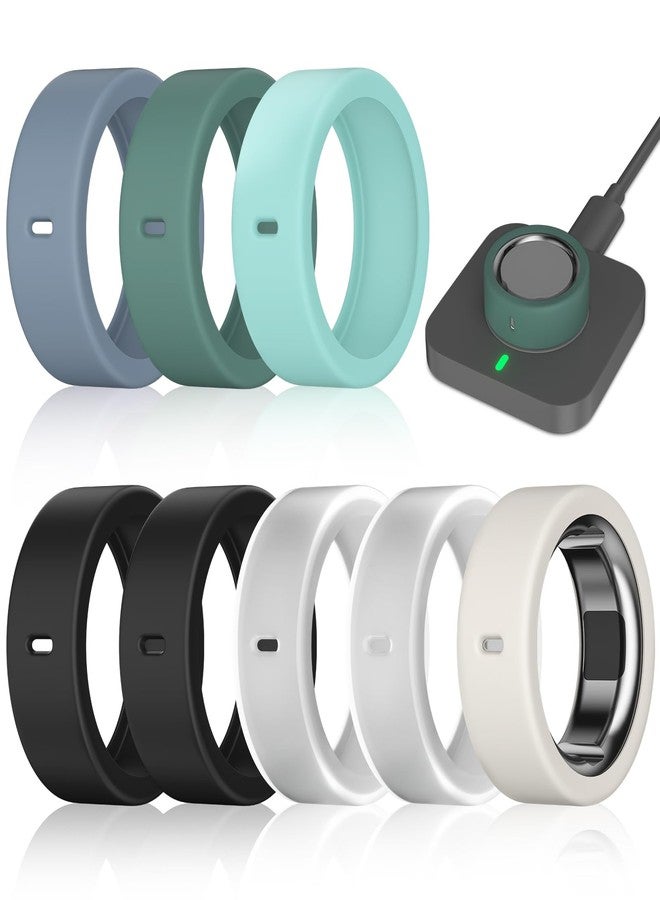 ZOOROO 8 Pack Ring Cover Compatible with Oura Ring Gen 4/4 Ceramic, Oura Ring Gen 3 Horizon/Heritage, Surport Charging with Cover on, Anti-Scratch Elastic Silicone Ring Protector for Men Women Working Out - Image 1